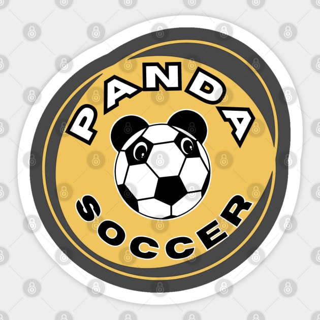 Panda soccer head of a cute panda in the shape of a soccer ball on the background of an orange circle for sports lovers Sticker by PopArtyParty